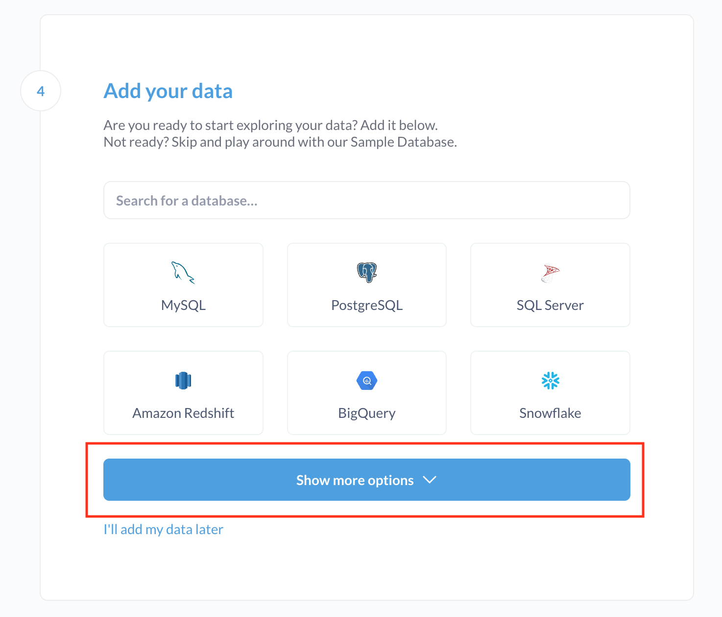 Metabase add data 1