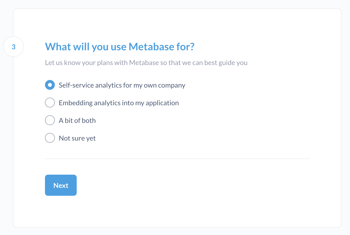 Metabase usage