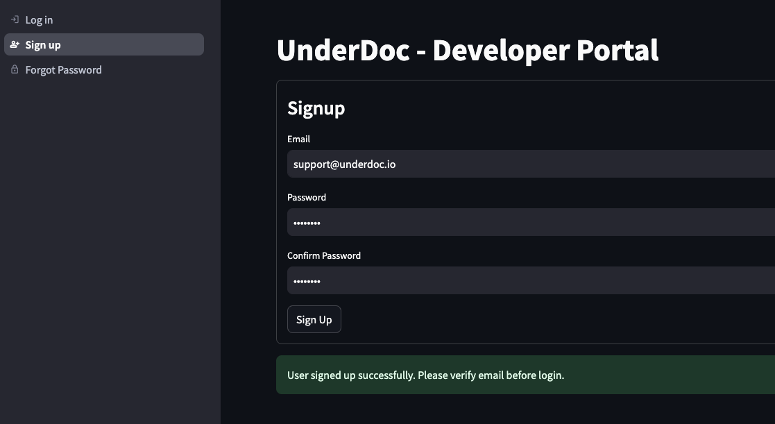 Email Verification at UnderDoc