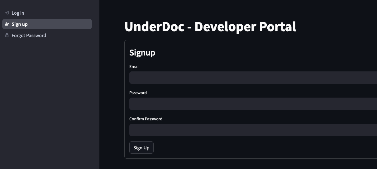 Signup at UnderDoc